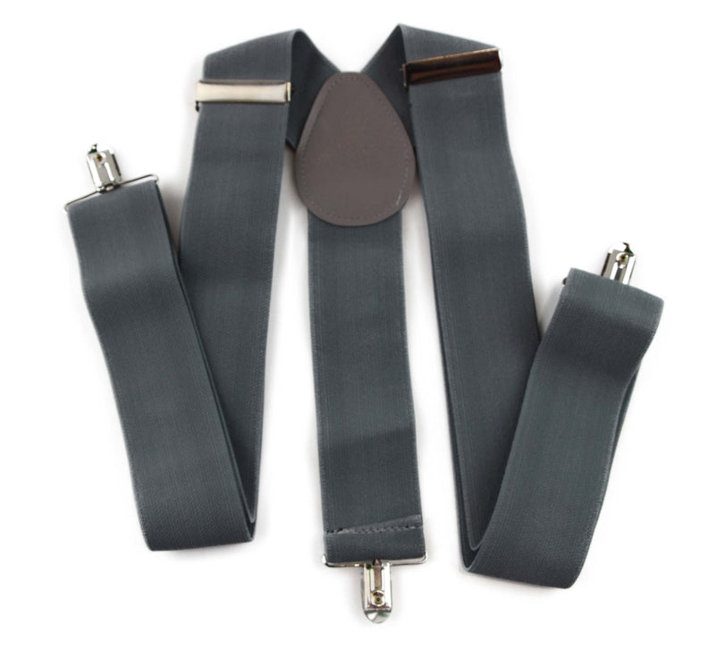 Extra Wide Heavy Duty Adjustable 120cm Grey Adult Mens Suspenders