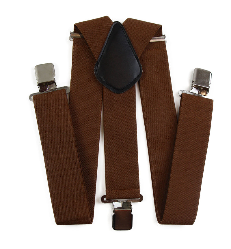 Extra Wide Heavy Duty Adjustable 120cm Brown Adult Mens Suspenders