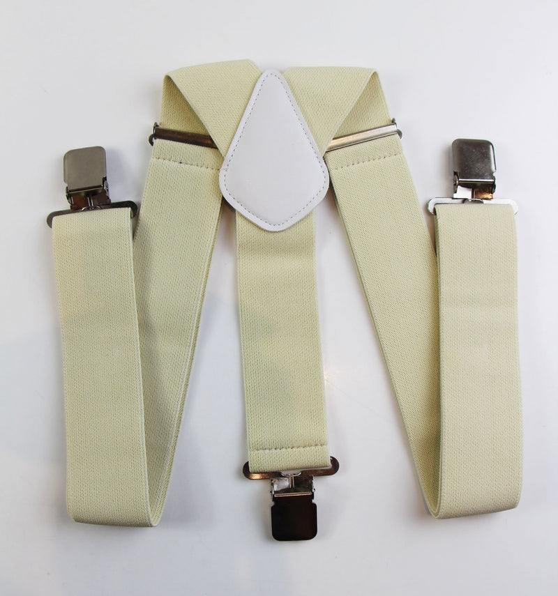 Extra Wide Heavy Duty Adjustable 120cm Ivory Adult Mens Suspenders