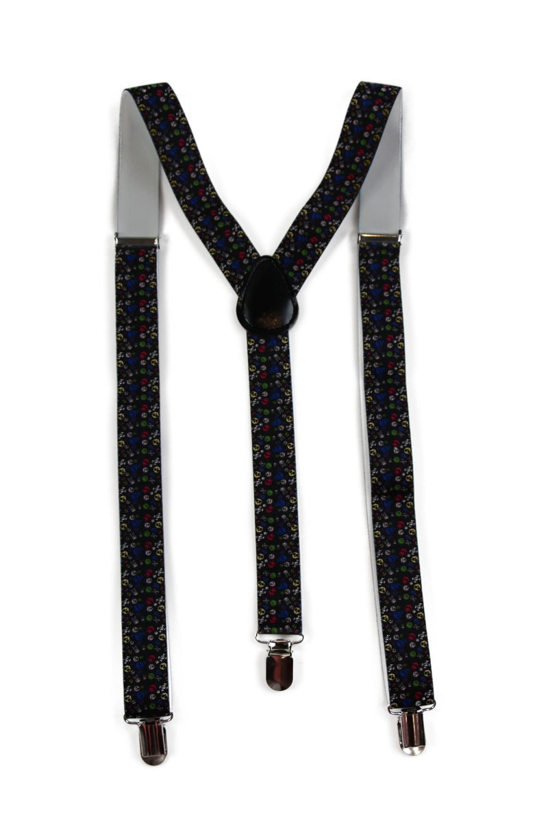 Mens Adjustable Rainbow Skulls Patterned Suspenders