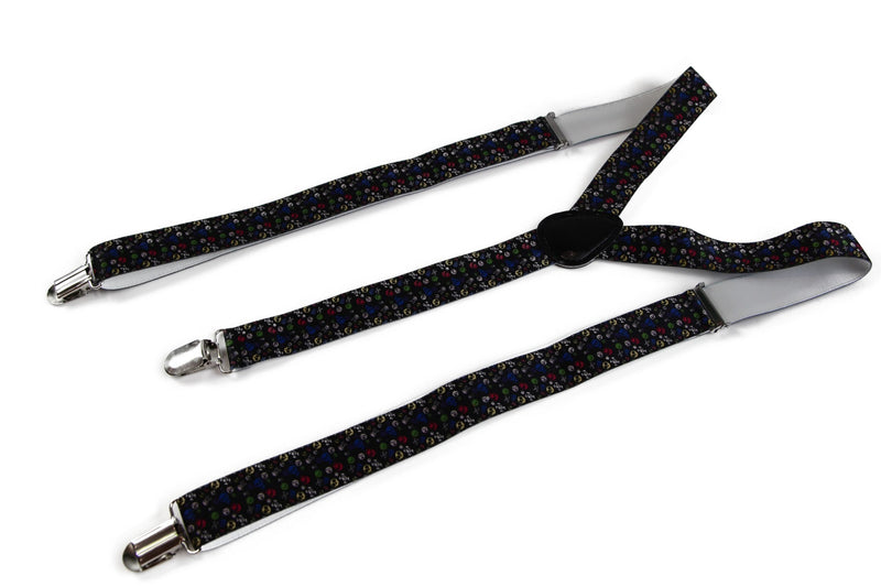 Mens Adjustable Rainbow Skulls Patterned Suspenders