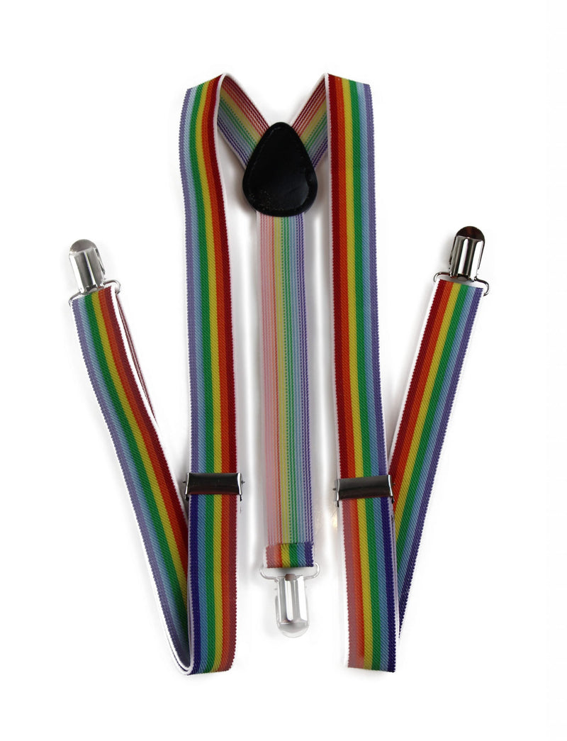 Mens Adjustable Mens Adjustable Multicoloured Rainbow Striped Patterned Suspenders