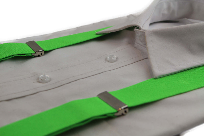 Wide Heavy Duty Adjustable 100cm Fluro Green Adult Mens Suspenders