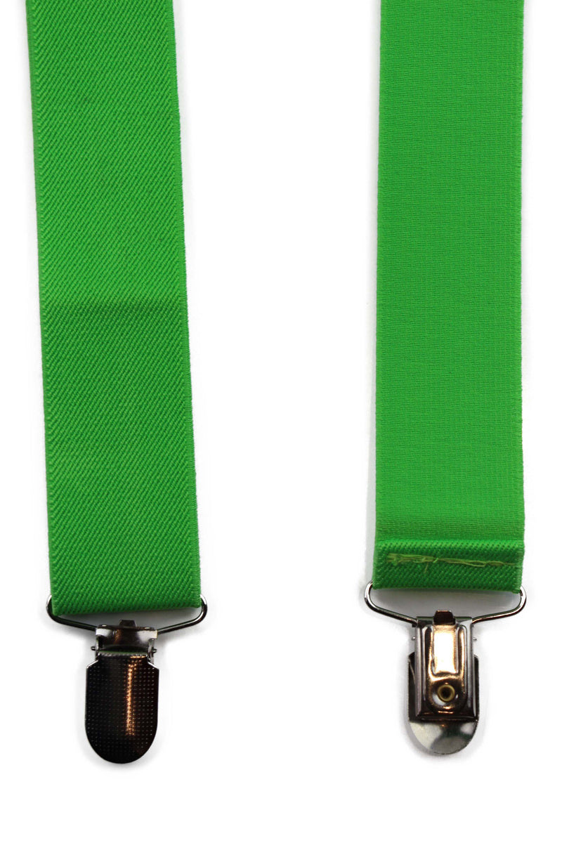 Wide Heavy Duty Adjustable 100cm Fluro Green Adult Mens Suspenders