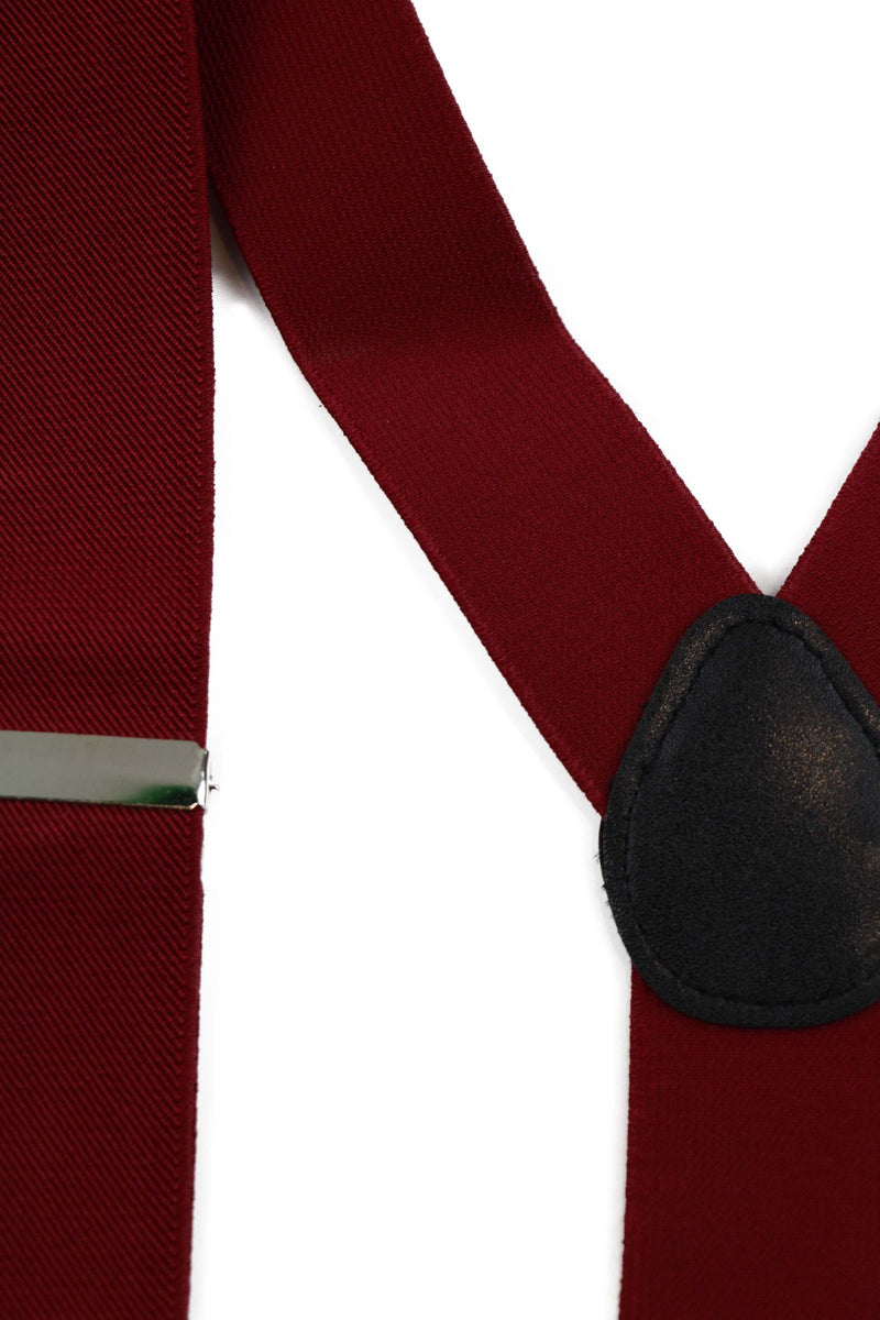 Wide Heavy Duty Adjustable 100cm Dark Red Adult Mens Suspenders