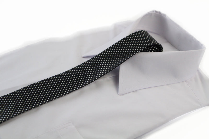 Mens Black & White Small Polka Dot 5cm Skinny Neck Tie