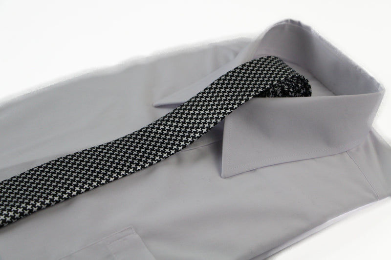 Mens Black & White Cross 5cm Skinny Neck Tie