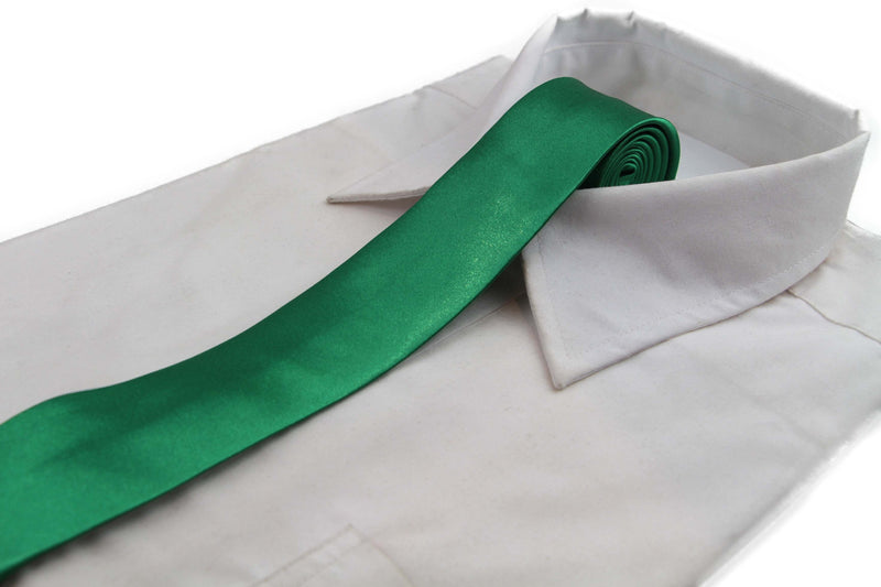 Mens Green 5cm Skinny  Plain Neck Tie