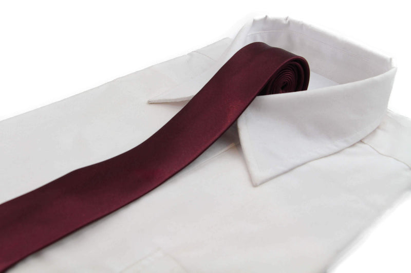 Mens Plum 5cm Skinny Plain Neck Tie