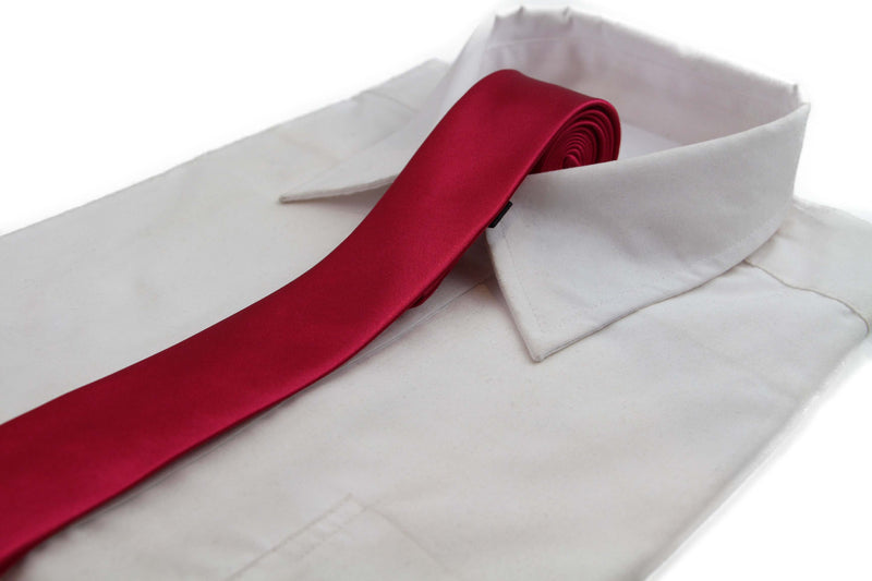 Mens Dark Red 5cm Skinny  Plain Neck Tie