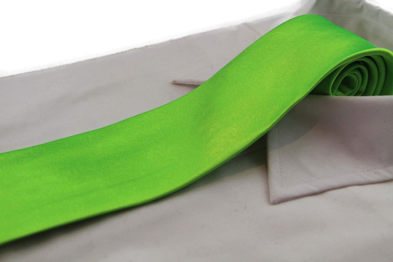 Mens Fluro Green 8cm Plain Neck Tie