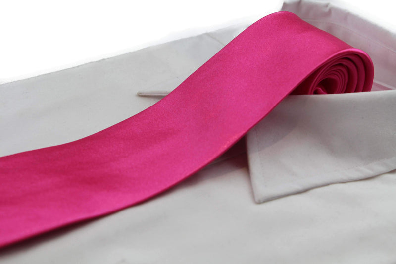 Mens Hot Pink 8cm Plain Neck Tie