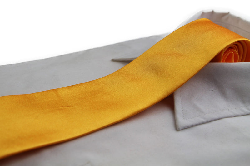 Mens Warm Yellow 8cm Plain Neck Tie