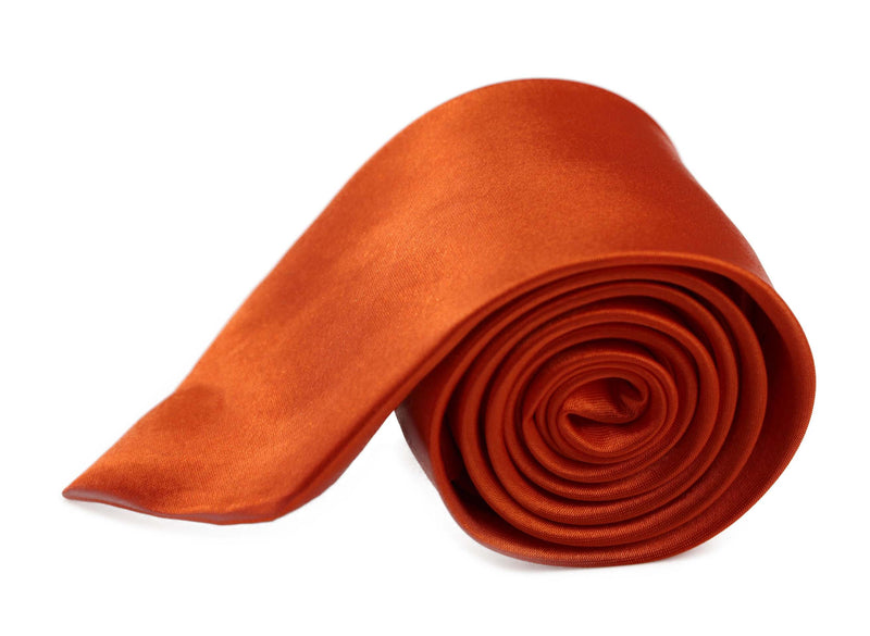 Mens Orange 8cm Plain Neck Tie