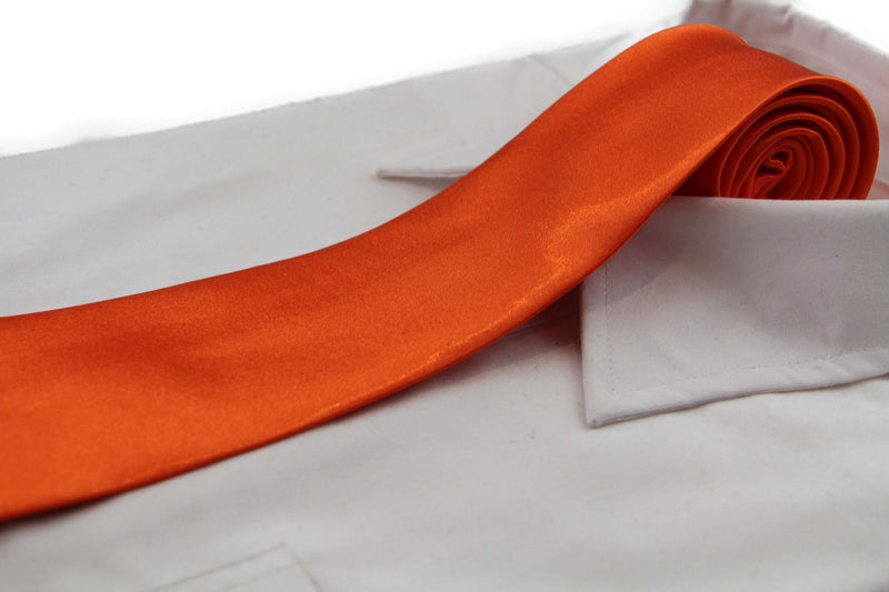 Mens Orange 8cm Plain Neck Tie