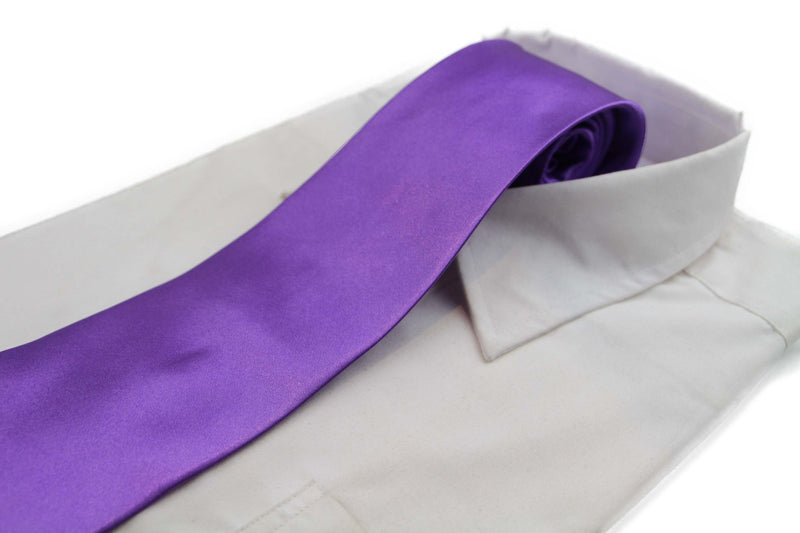 Mens Purple Classic 10cm Plain Neck Tie