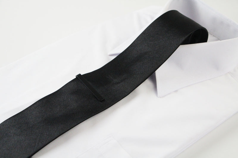Mens Black Elegant Plain Tie Clip Clasp