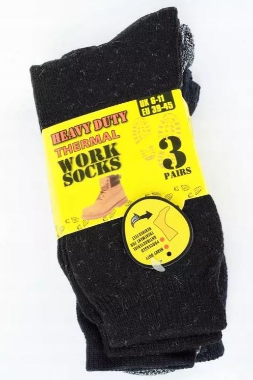 18 Pairs X Mens Heavy Duty Thermal Cotton Work Crew Socks