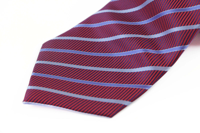 Mens Dark Red Striped 8cm Patterned Neck Tie