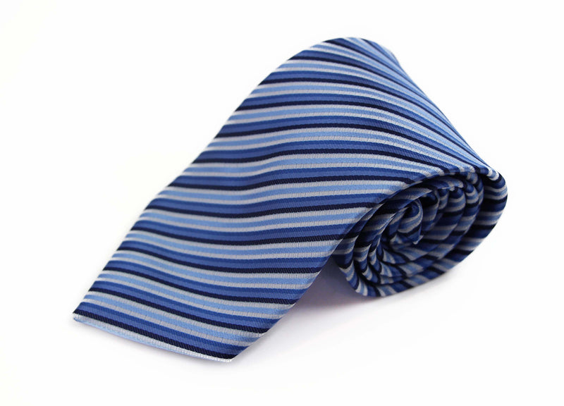 Mens Blue Striped 8cm Patterned Neck Tie