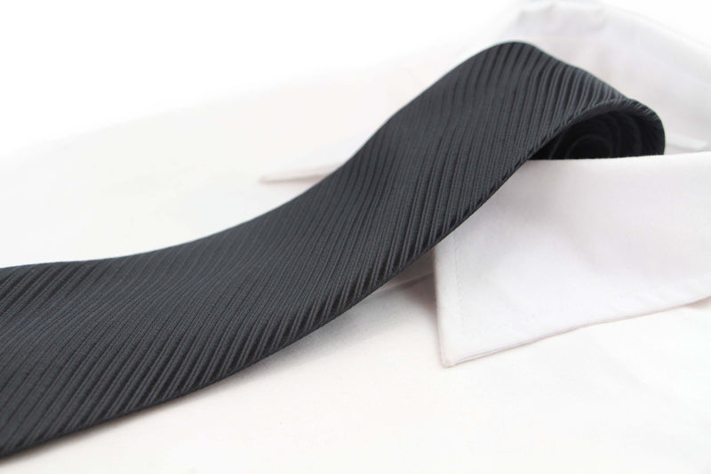 Mens Black Striped 8cm Patterned Neck Tie