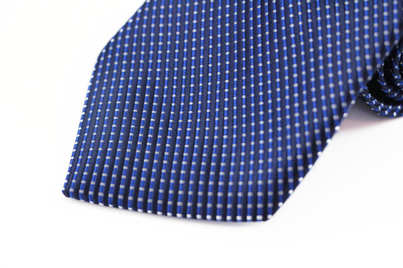 Mens Blue Black White 8cm Patterned Neck Tie