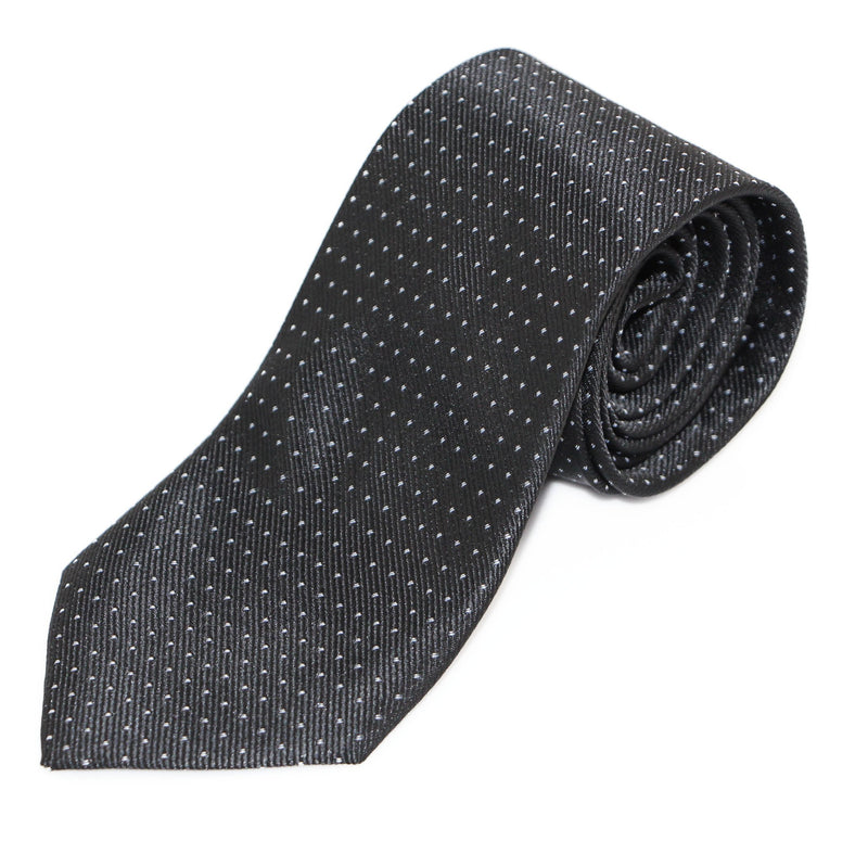 Mens Black With White Mini Polka Dots Patterned 8cm Neck Tie