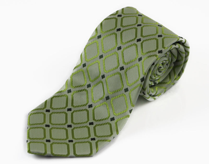 Mens Olive Green Patterned 8cm Neck Tie