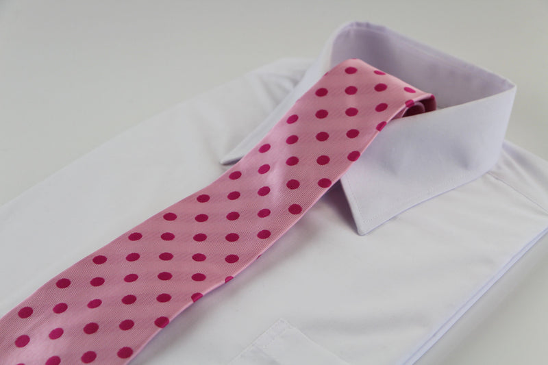 Mens Pink Polka Dot Patterned 8cm Neck Tie
