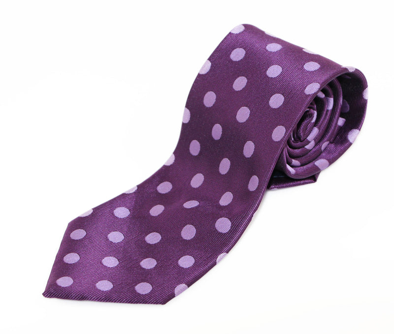 Mens Purple Polka Dot Patterned 8cm Neck Tie
