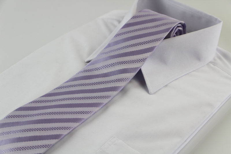 Mens Lavender Striped Patterned 8cm Neck Tie