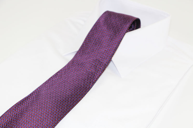 Mens Purple Grid Patterned 8cm Neck Tie