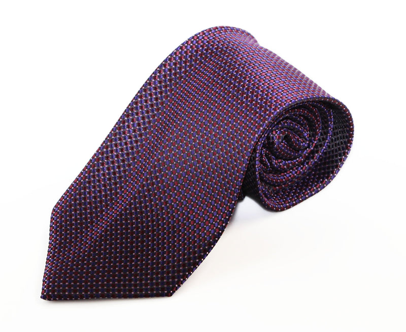 Mens Purple Grid Patterned 8cm Neck Tie