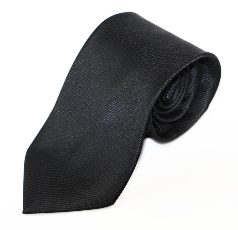 Mens Plain Black Elegant Striped Patterned 8cm Neck Tie