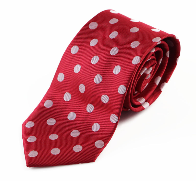 Mens Red & White Polka Dot Patterned 8cm Neck Tie