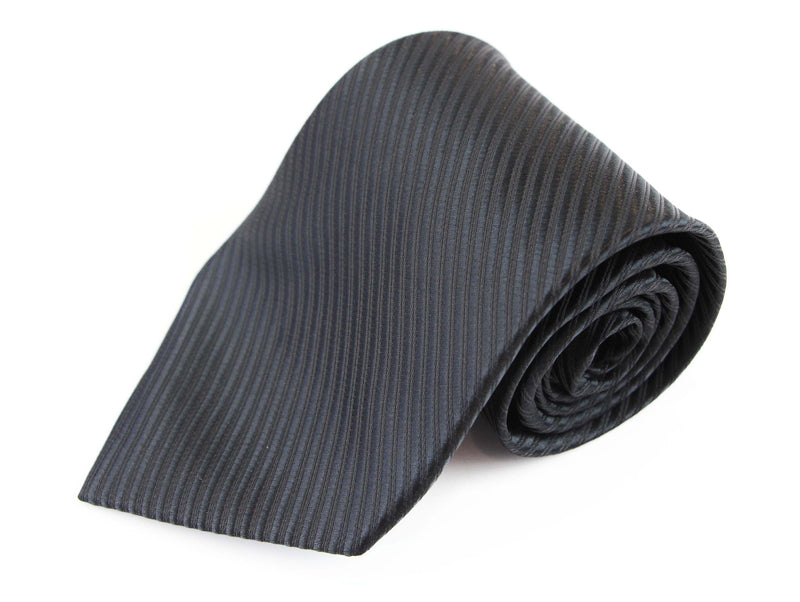 Mens Black Striped 10cm Classic Neck Tie