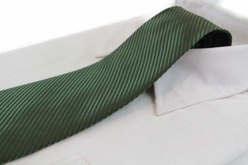 Mens Olive Green Striped 10cm Classic Neck Tie