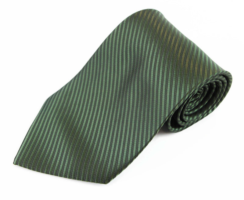 Mens Olive Green Striped 10cm Classic Neck Tie