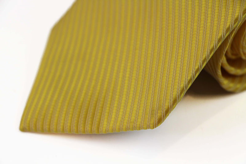 Mens Yellow Striped 10cm Classic Neck Tie