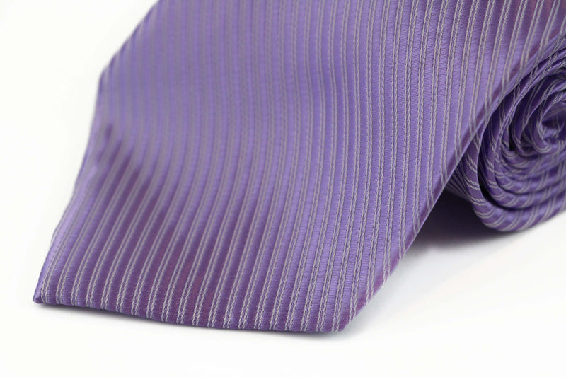 Mens Violet Striped 10cm Classic Neck Tie