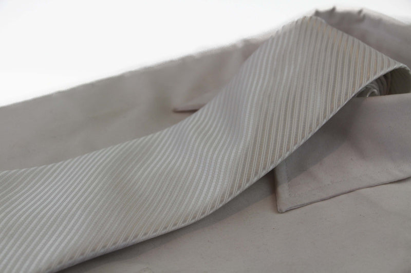 Mens White Striped 10cm Classic Neck Tie