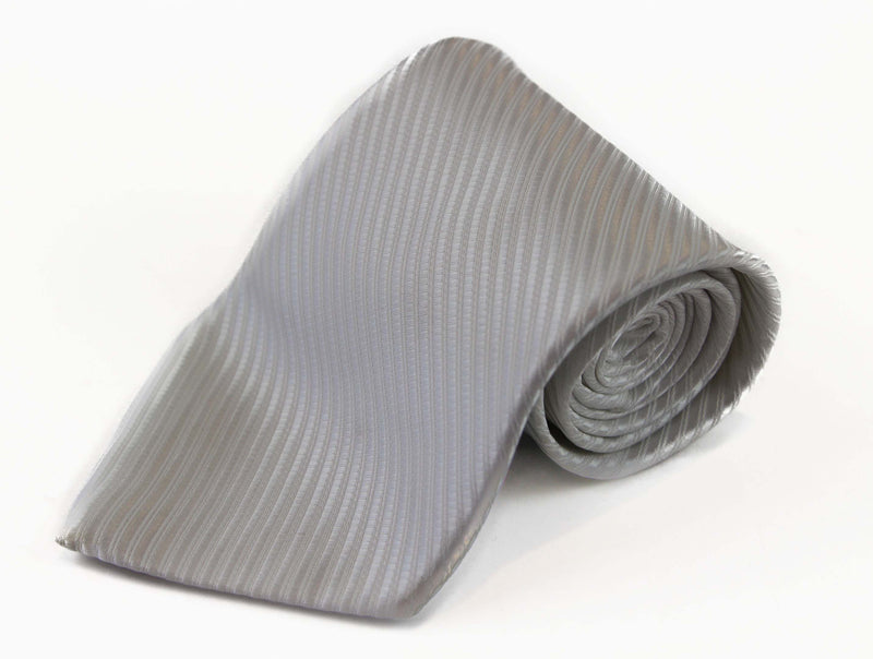 Mens White Striped 10cm Classic Neck Tie