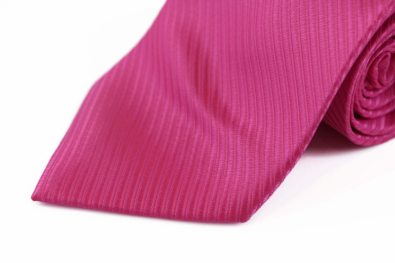 Mens Hot Pink Striped 10cm Classic Neck Tie