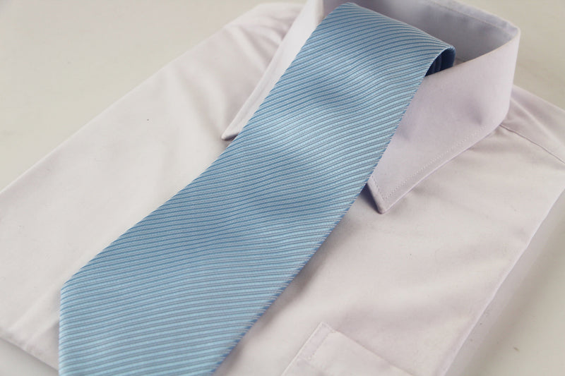 Mens Baby Blue & Silver Striped 10cm Neck Tie