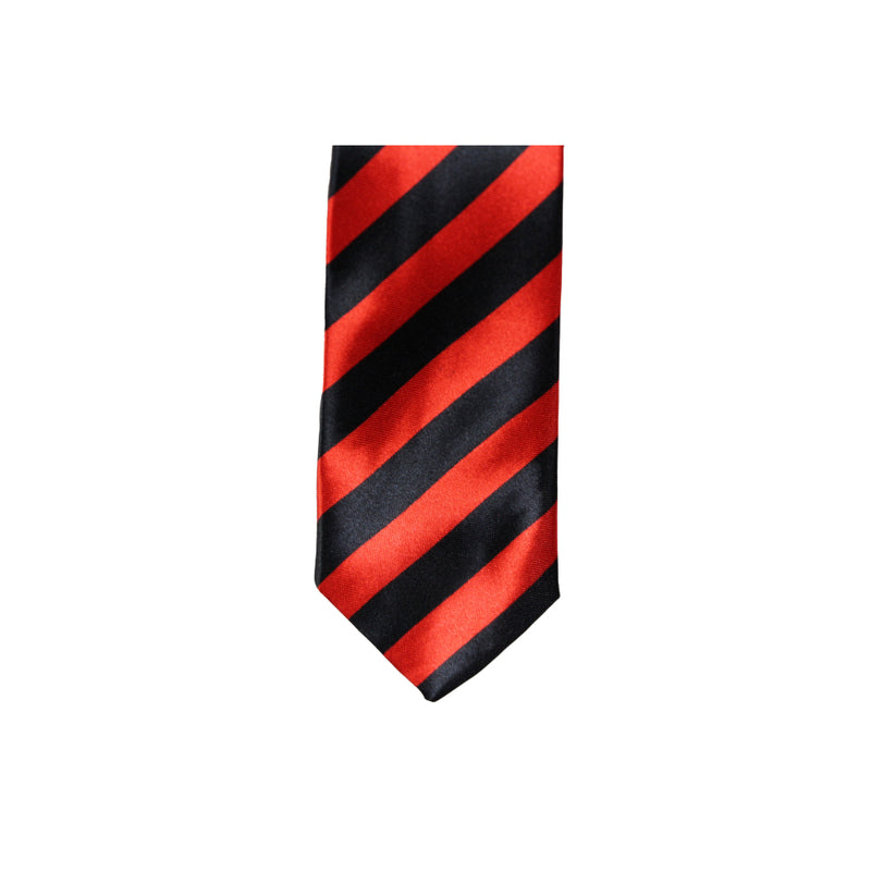 Mens Red & Black Thick Striped 5cm Skinny Neck Tie