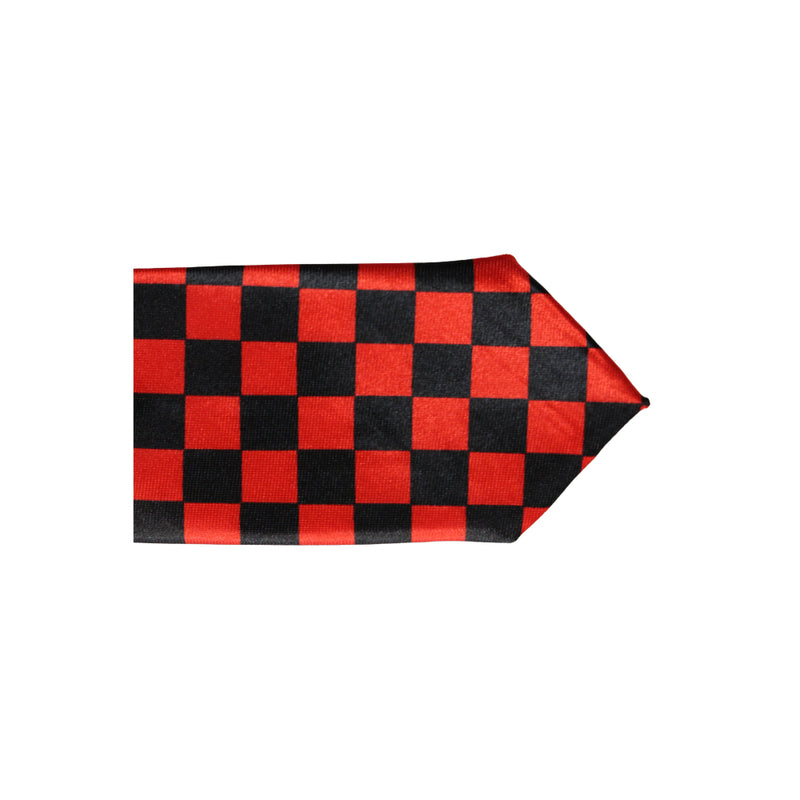 Mens Red  & Black Checkered 5cm Skinny Neck Tie