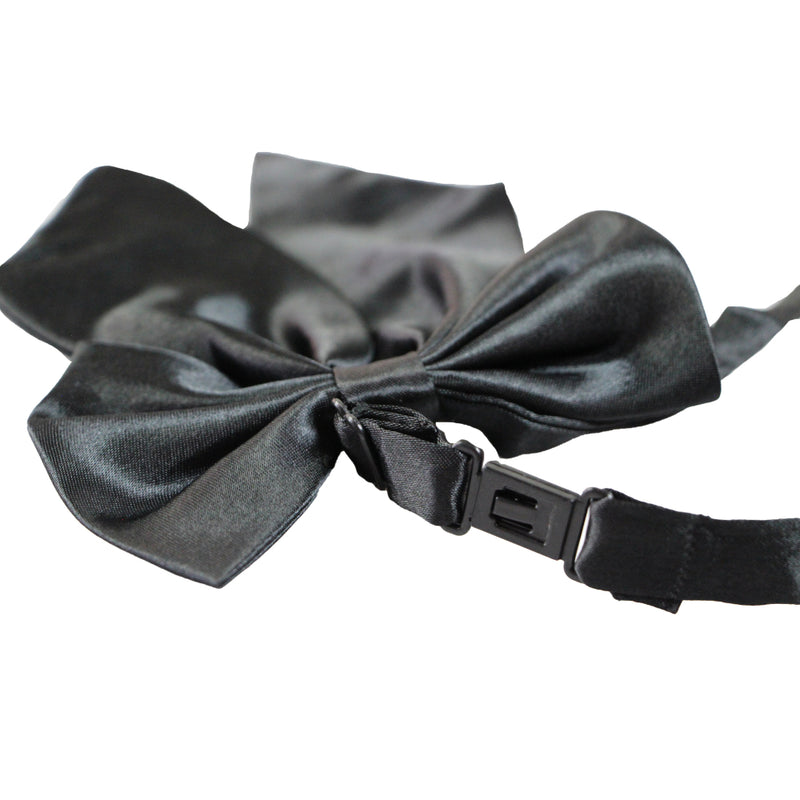Womens Plain Black Shirt Collar Bow Tie