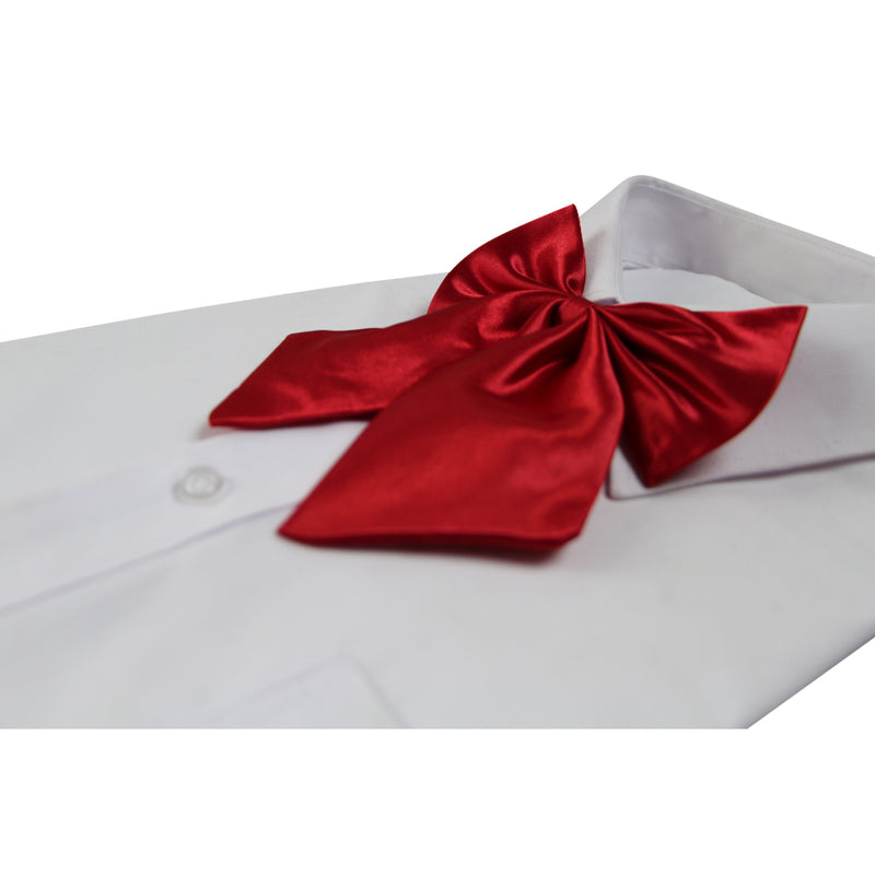 Womens Plain Red Shirt Collar Bow Tie