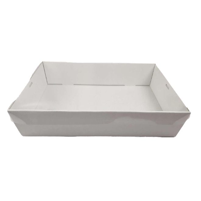 100 X Large White Disposable Catering Grazing Boxes Trays With Clear PET Lids