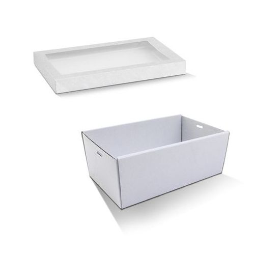 10 x White Disposable Catering Grazing Boxes Trays With Clear Frame Lids